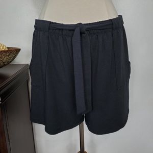 AnyBody Navy French Terry Tie Waist Shorts NWOT, L